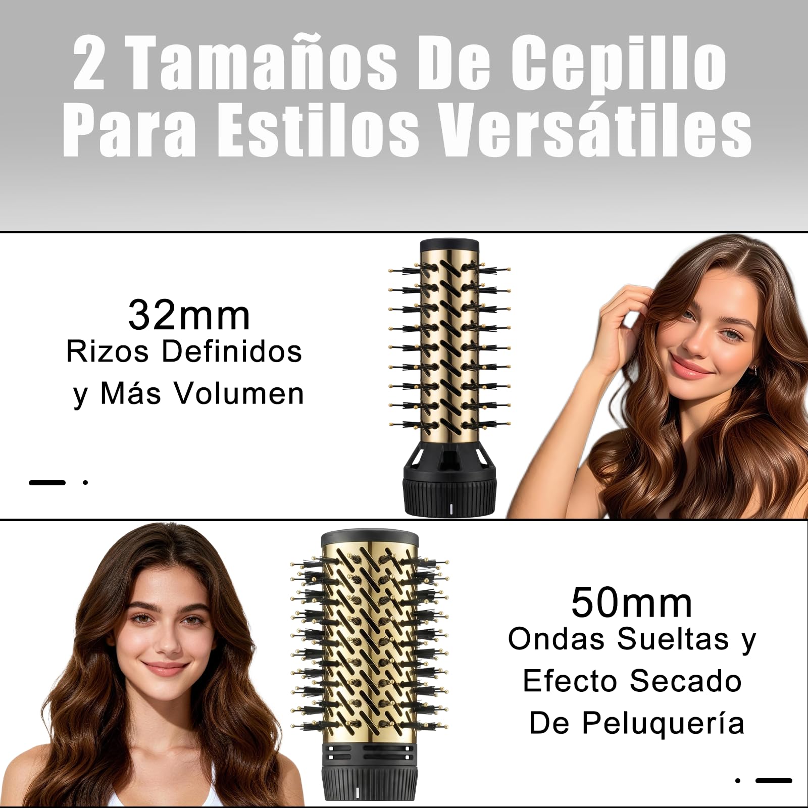 VGR 480 cepillo secador de pelo 2 en 1, 1200 W, Cepillos 32/50 mm, Negro | Cable giratorio de 360°, manejo cómodo, ayuda a alisar, moldear y aportar volumen al cabello