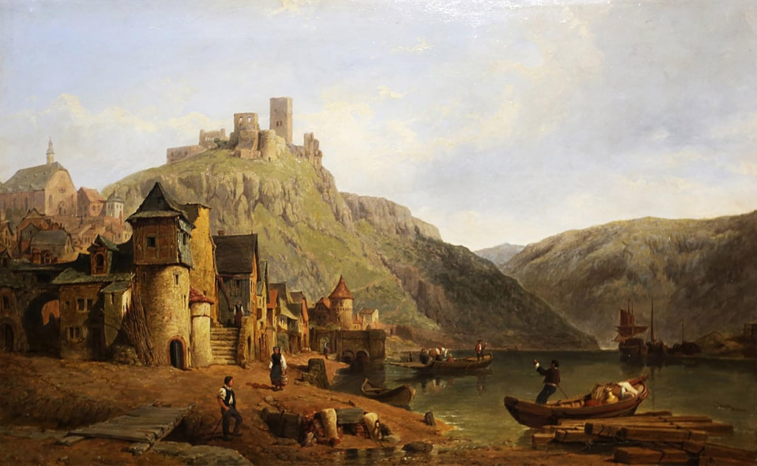 ARTXLXXBN Famous Print Painting Colorful Art Print Beilstein on the Moselle by George Clarkson Stanfield Canvas Art Decorations for Home Decor 60x90cm