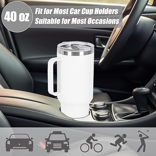Miniatura 6 de Paquete de 4 vasos de 40 onzas con asa y pajilla, taza aislada al vacío de doble pared de acero inoxidable, taza de café de viaje de 40 onzas a