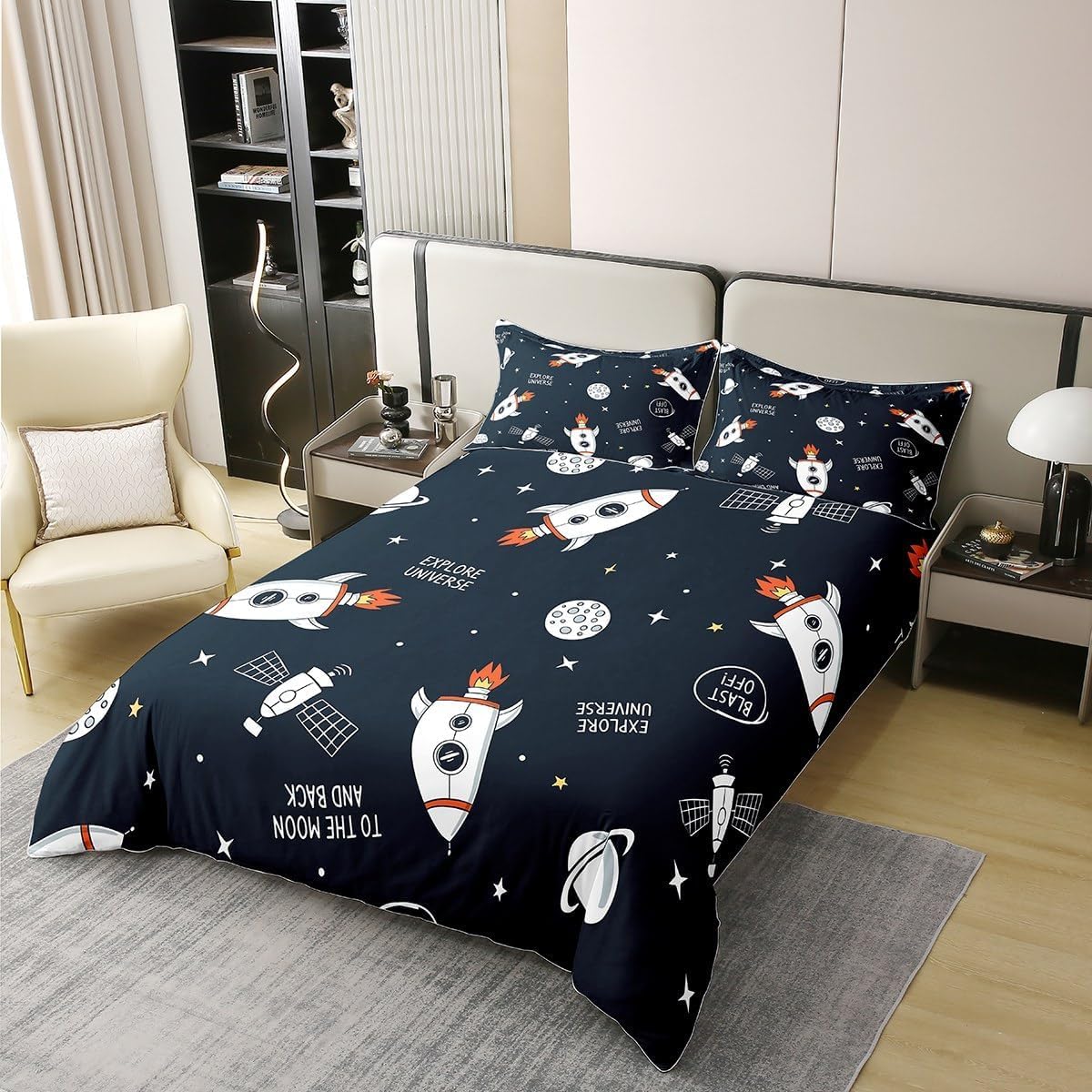Parure de lit enfant Pompier - Blanc - 140x200 cm - Coton | Leroy Merlin