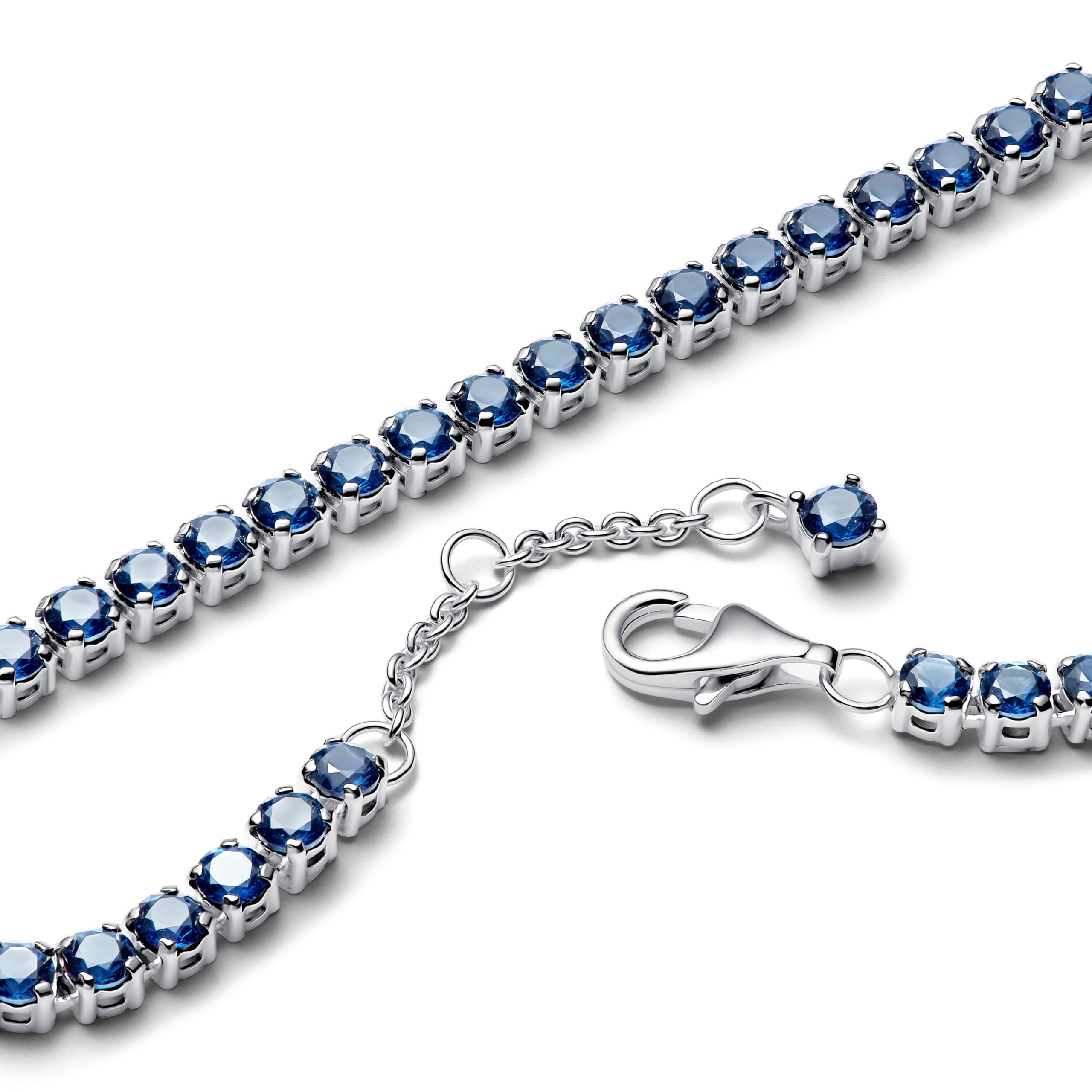 PANDORA Damen Tennis-Armband Silber Funkelndes Blau 591469C02
