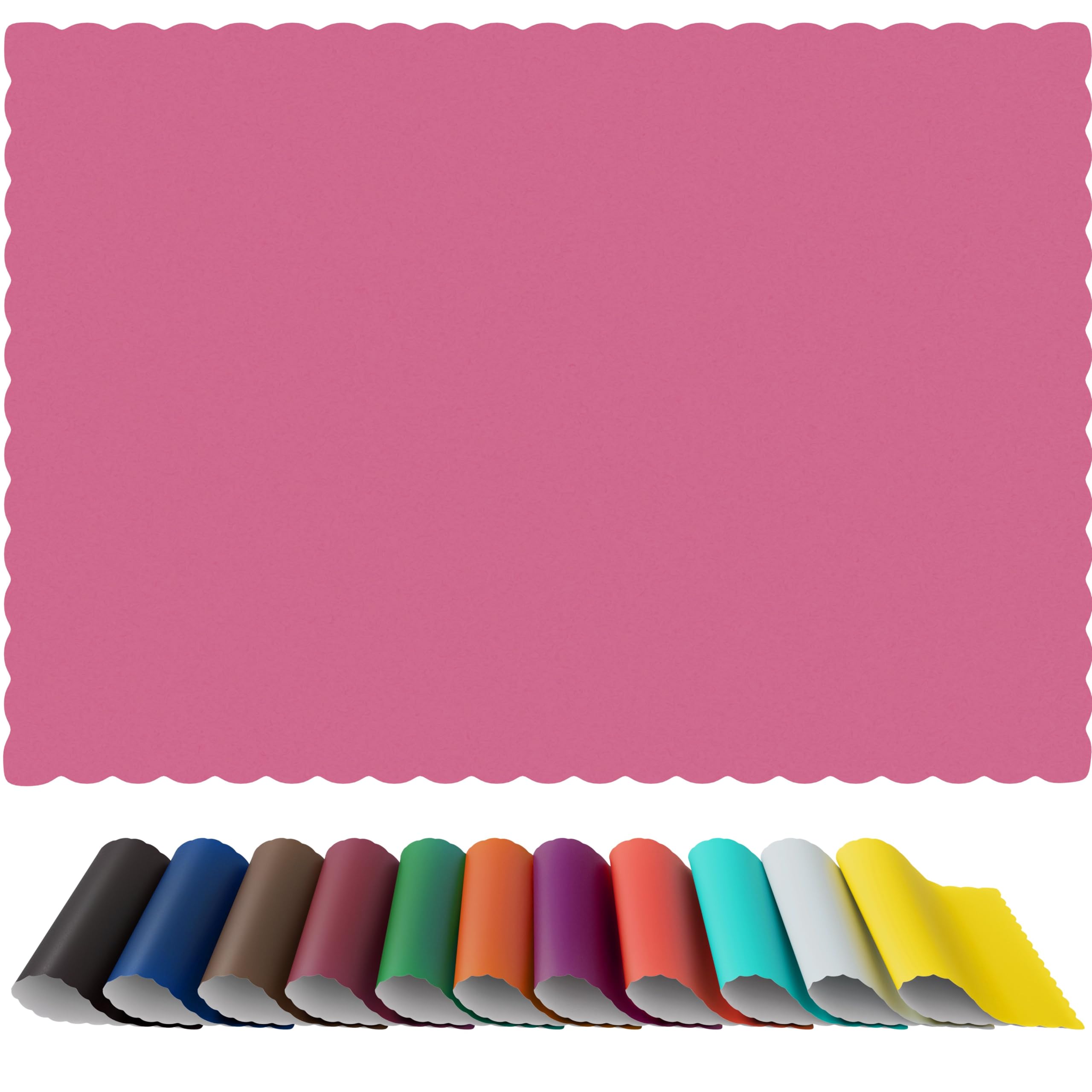 Paper Placemats - Disposable - Scalloped Edge (100, Pink)