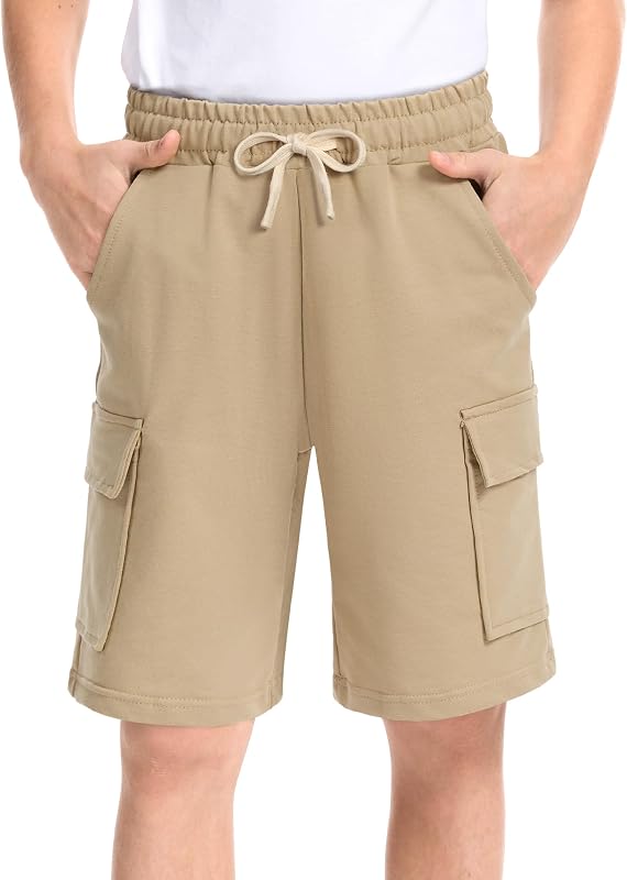 Boys Cargo Shorts Kids Athletic Cotton School Shorts with Pockets
