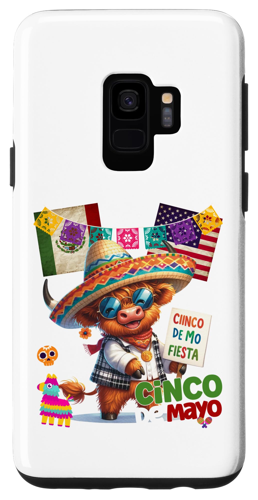 Galaxy S9 Cinco de Mayo Highland Cow Toro Alegre Case