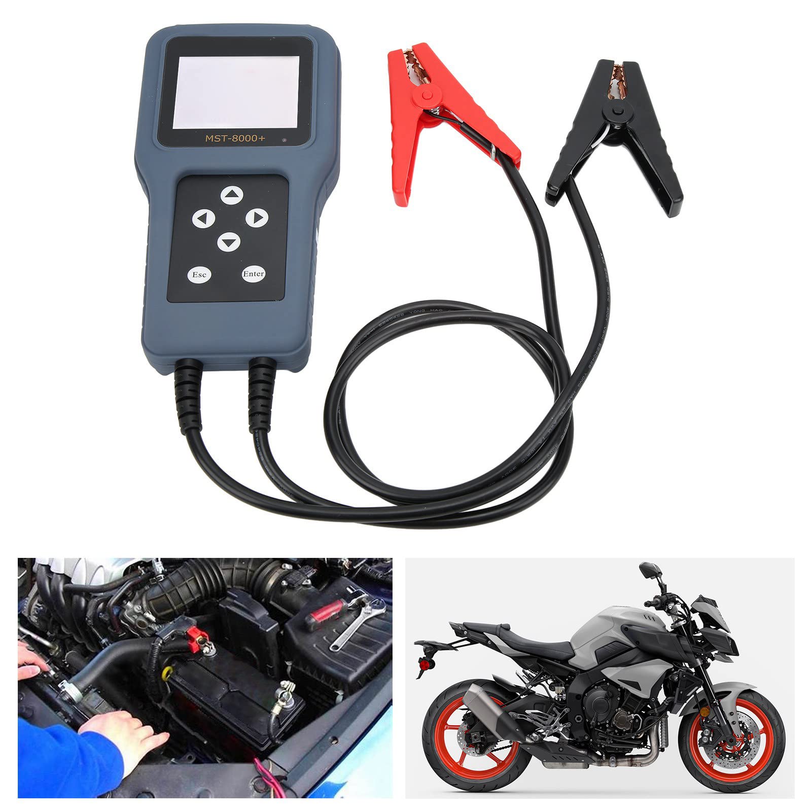 Ejoyous Batterietester ABS Digitaler Batterieanalysator 12V 24V 100 Bis 1700 CCA 3,2-Zoll-TFT-Bildschirm Testet Batterie-Startladesysteme für Autowerkstätten, Mechaniker