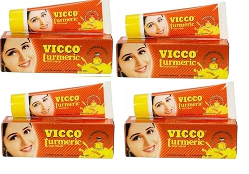 Vicco Crema para la piel de cúrcuma con aceite de sándalo, paquete de 4 (4 x 2.47 oz)