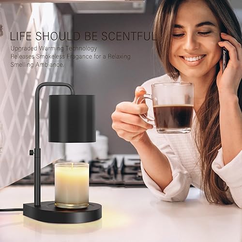 Miniatura 7 de Lámpara calentadora de velas de altura ajustable regulable con temporizador, compatible con velas en tarro grande, calentador de cera perfumada sin