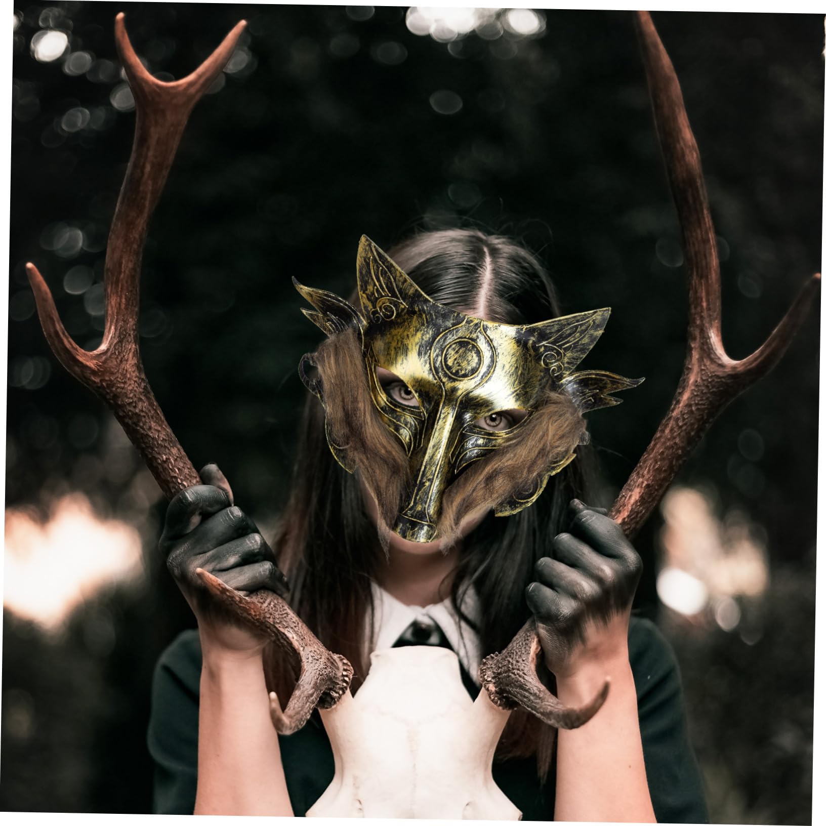 VICASKY 6 Pz Maschera Di Peloso Maschere Mascherate Da Costume Da Animale Di Halloween Maschere Cosplay Di Halloween Maschera Di Animali Maschera Per Esterno Plastica Golden