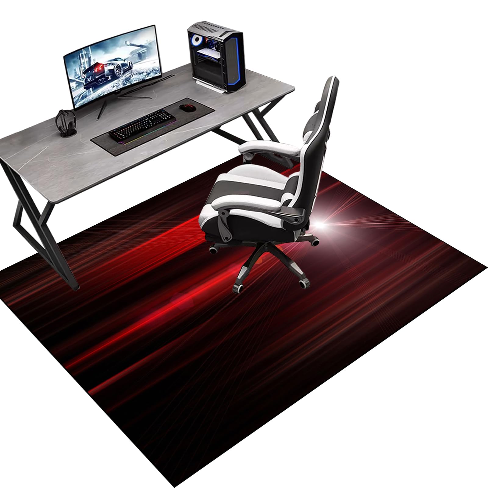 60 x 100 cm Gaming Chair Mat Non-Slip Protective, Office Carpet Protector Chair Mat, Floor Protector for Office Chair, Office Chair Mat for Hardwood Floor, Multi-Purpose Hard Floor Protection Mat — image 1