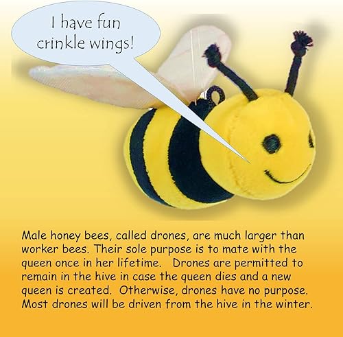 Miniatura 3 de NBGRLVS SIXNEB Adorable BEE - Peluche suave de 5 y 3 pulgadas, familia de abejas melíferas – Queen, dron y 2 abejas trabajadoras