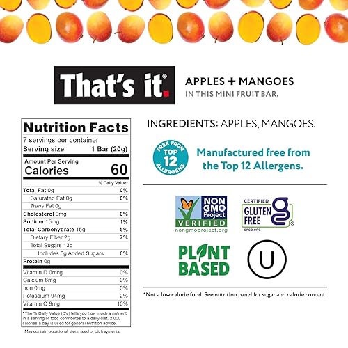 Miniatura 2 de That's it. Mini Barras de Frutas (Paquete Variado de 35) Sin Azúcar Añadido, a Base de Plantas, Veganas y Sin Gluten, Barra de Desayuno, Paleo, para
