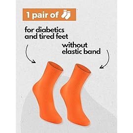 Rainbow Socks - 1 pair of DIABETIC Elastic Cotton Socks for SWOLLEN FEET, Orange S