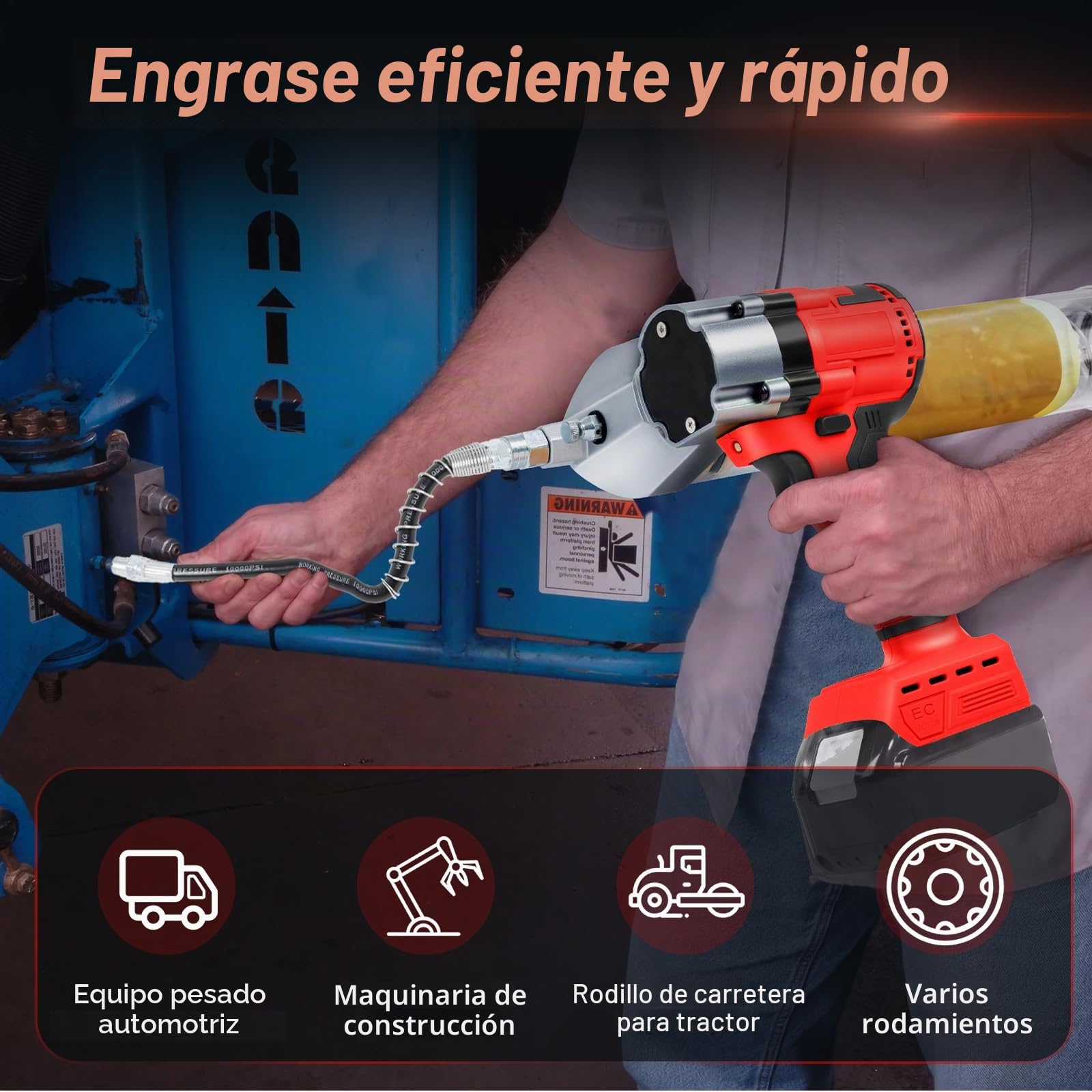WingFly Pistola Engrasadora inalámbrica para Milwaukee M18 18V Batería, 13000 PSI, motor sin escobillas, cartuchos de grasa de 650 ml, para engrasar vehículos y máquinas (sin batería)
