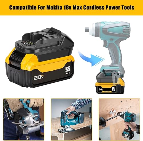 Miniatura 7 de Adaptador de batería convertidor DM18M con enchufe de carga USB para Dewalt 20V y Milwaukee M18 18V convertidor de batería de litio a Makita 18V