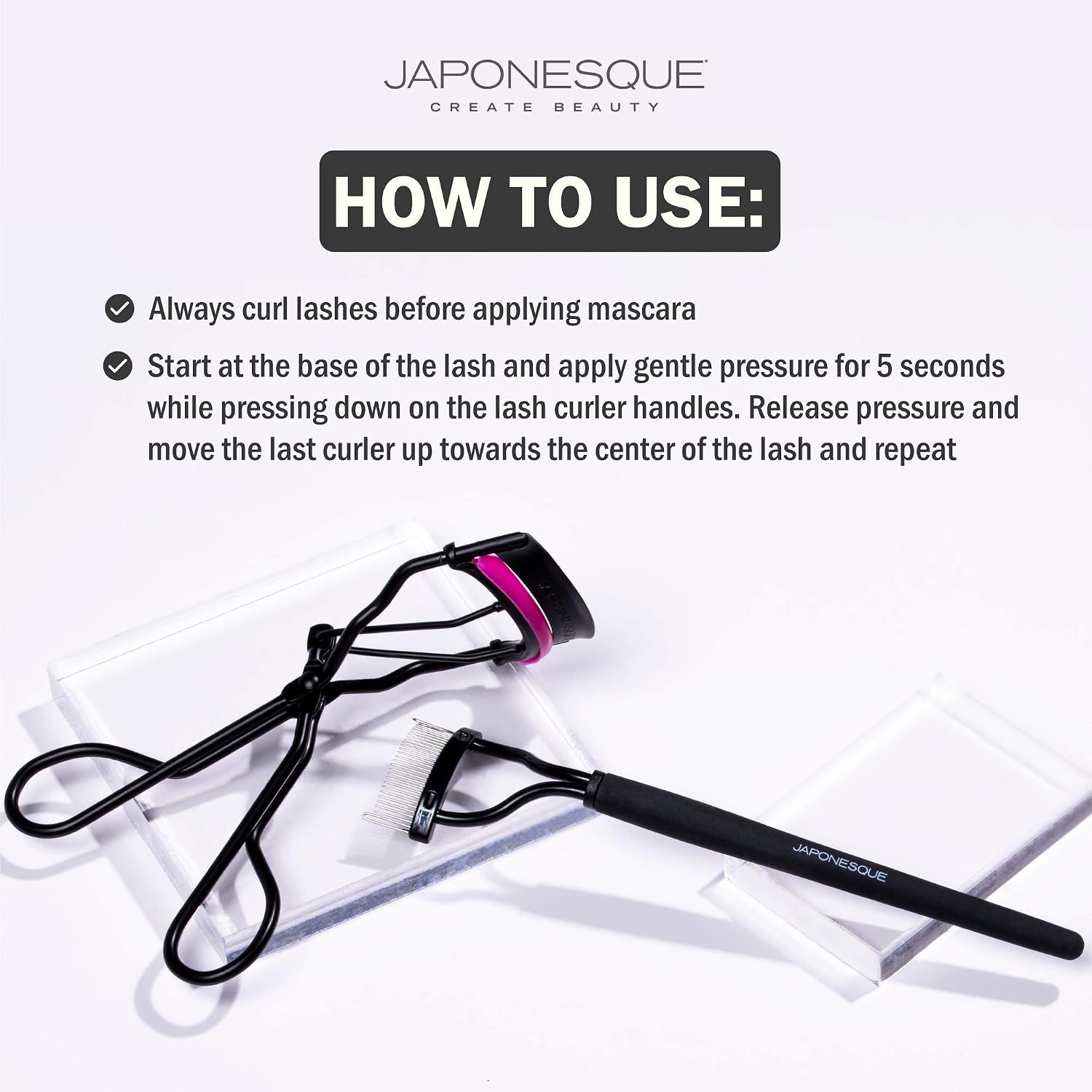 JAPONESQUE Volumizing Eyelash Curler, Professional Eyelash Curler with Replacement Pad