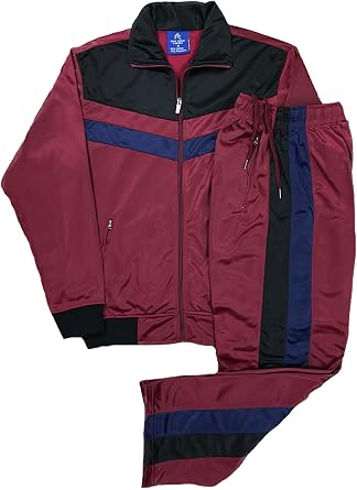Men's Tracksuit Warm-Up 2-piece Retro Style Track Jacket & Pants Matching Set