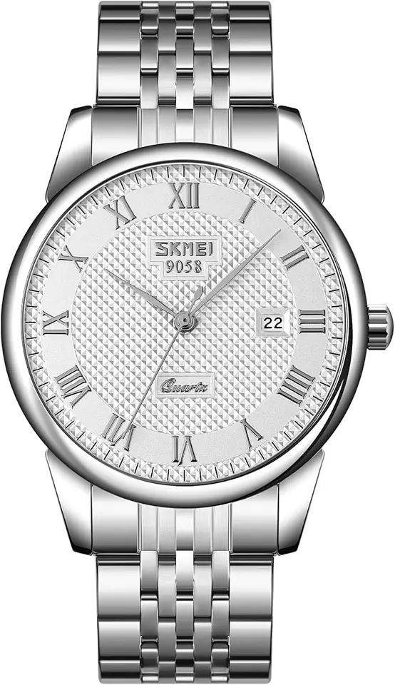 Relógio Masculino Militar de Aço Inoxidável, Resistente à Água 30M, Analógico-Quartz, com Calendário, Estilo Esportivo Casual e Negócios