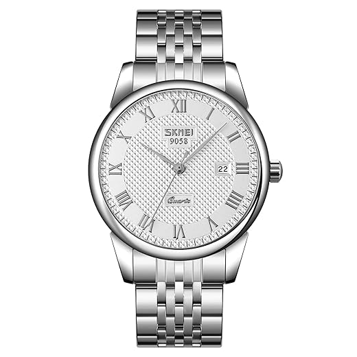 Relógio Masculino Militar de Aço Inoxidável, Resistente à Água 30M, Analógico-Quartz, com Calendário, Estilo Esportivo Casual e Negócios-9058