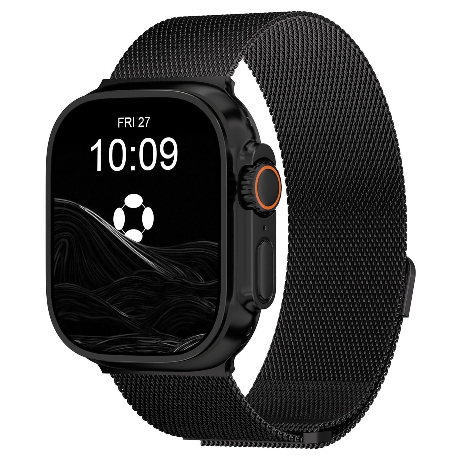 FINSTONE Stainless Steel Milanese Loop Compatible with Apple Watch Band Ultra 2/ Ultra 49mm - DLC Coating, Mesh Loop Magnetic Clasp Replacement for iWatch Bands Gifts for Men and Women