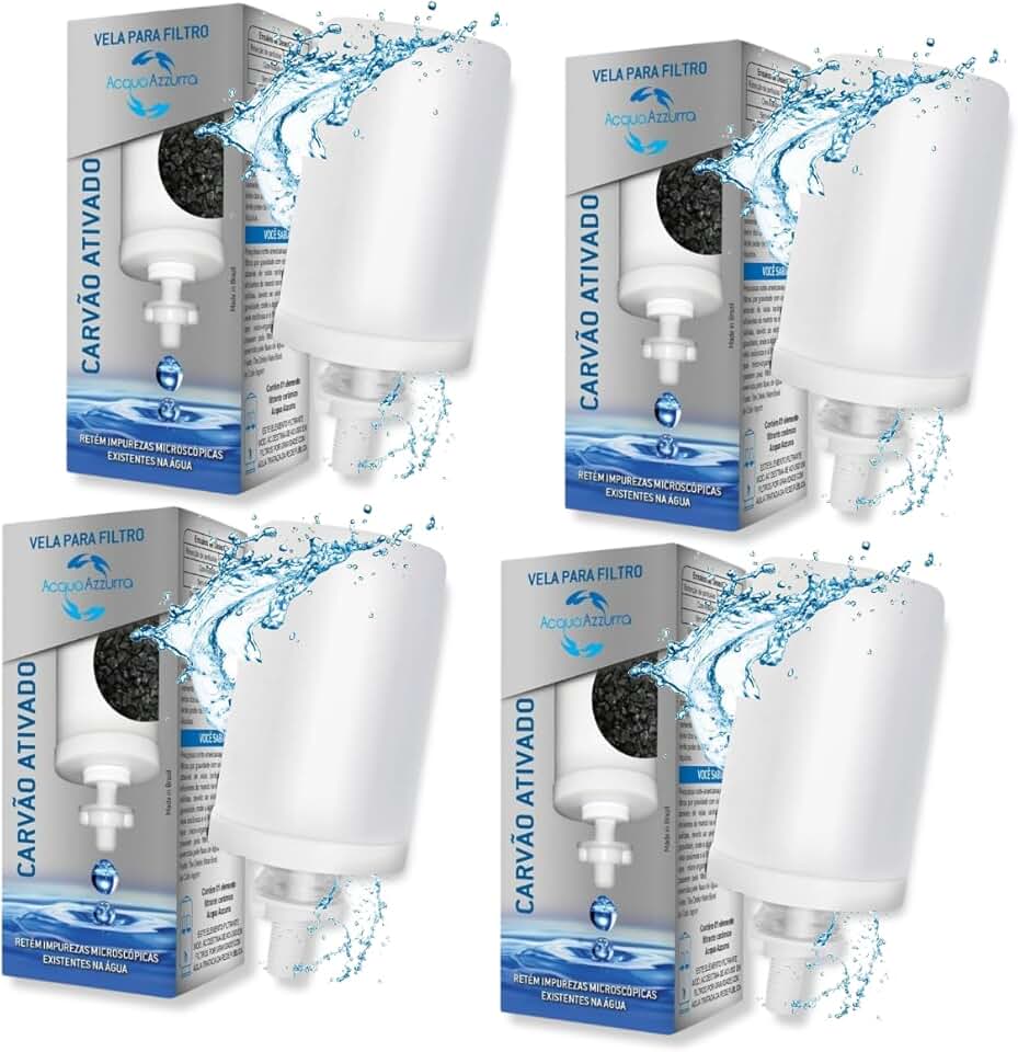 Kit 04 Velas Carvao Ativado Para Filtro Barro Premium Alcalina Universal
