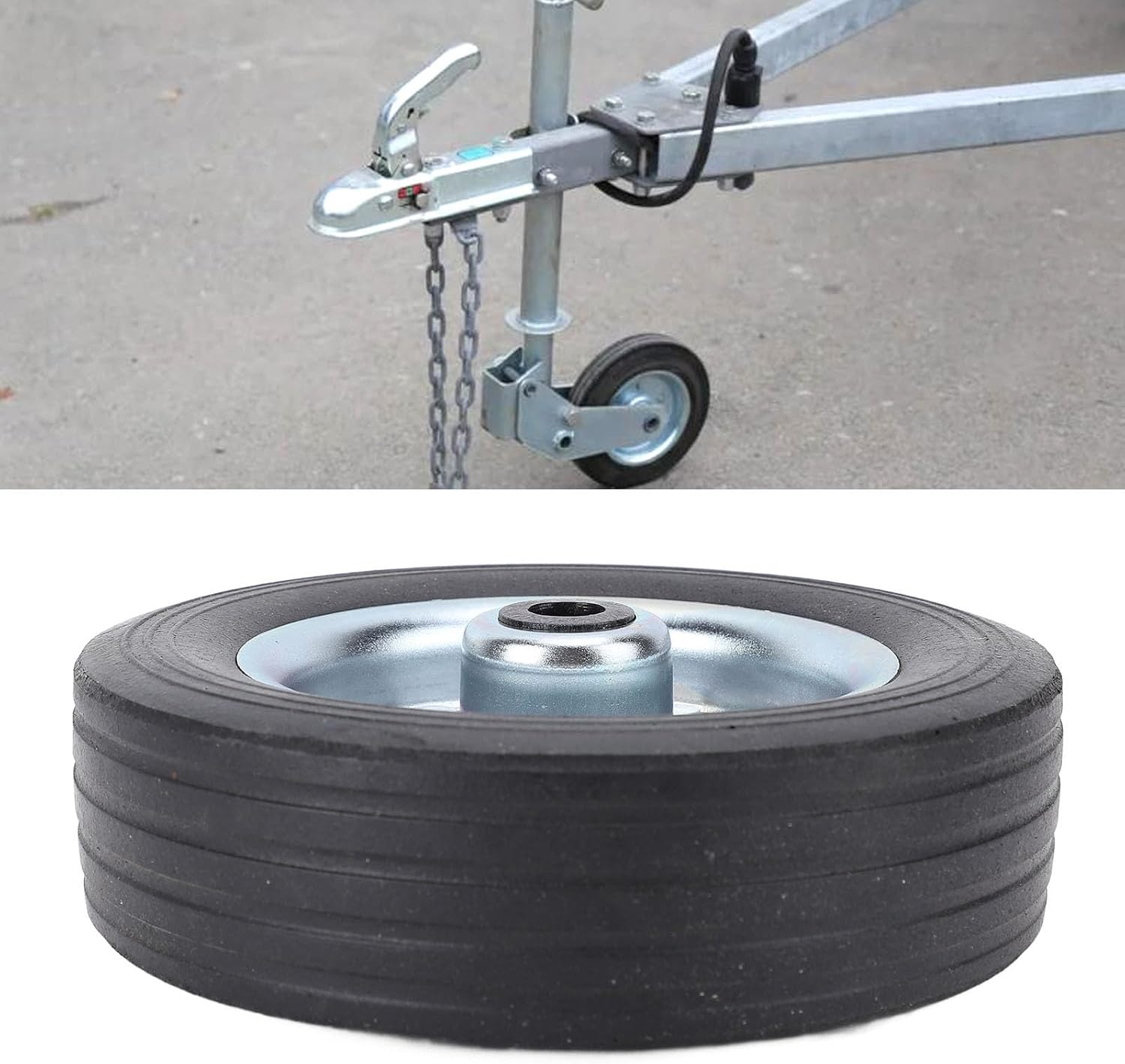 Railer Jack Wheel 6 Inch, 43mm Rim 1100lbs Load Capacity, High Strength Iron Rubber, Works in Wet Cold Conditions, Replacement for Trailer RV Towing Guiding