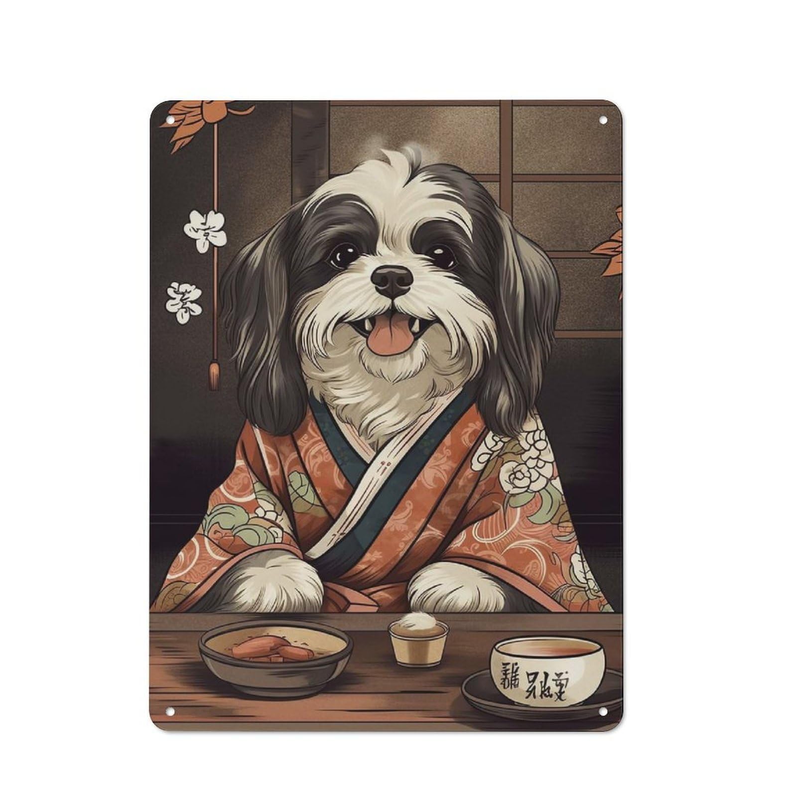 Junmoney Style-5 Country Metal Sign With Havanese Japanese Food Design 40X30cm, Farmhouse Farmhouse Wall Decor For Kitchen, Cottage, Porch Or Garden Room