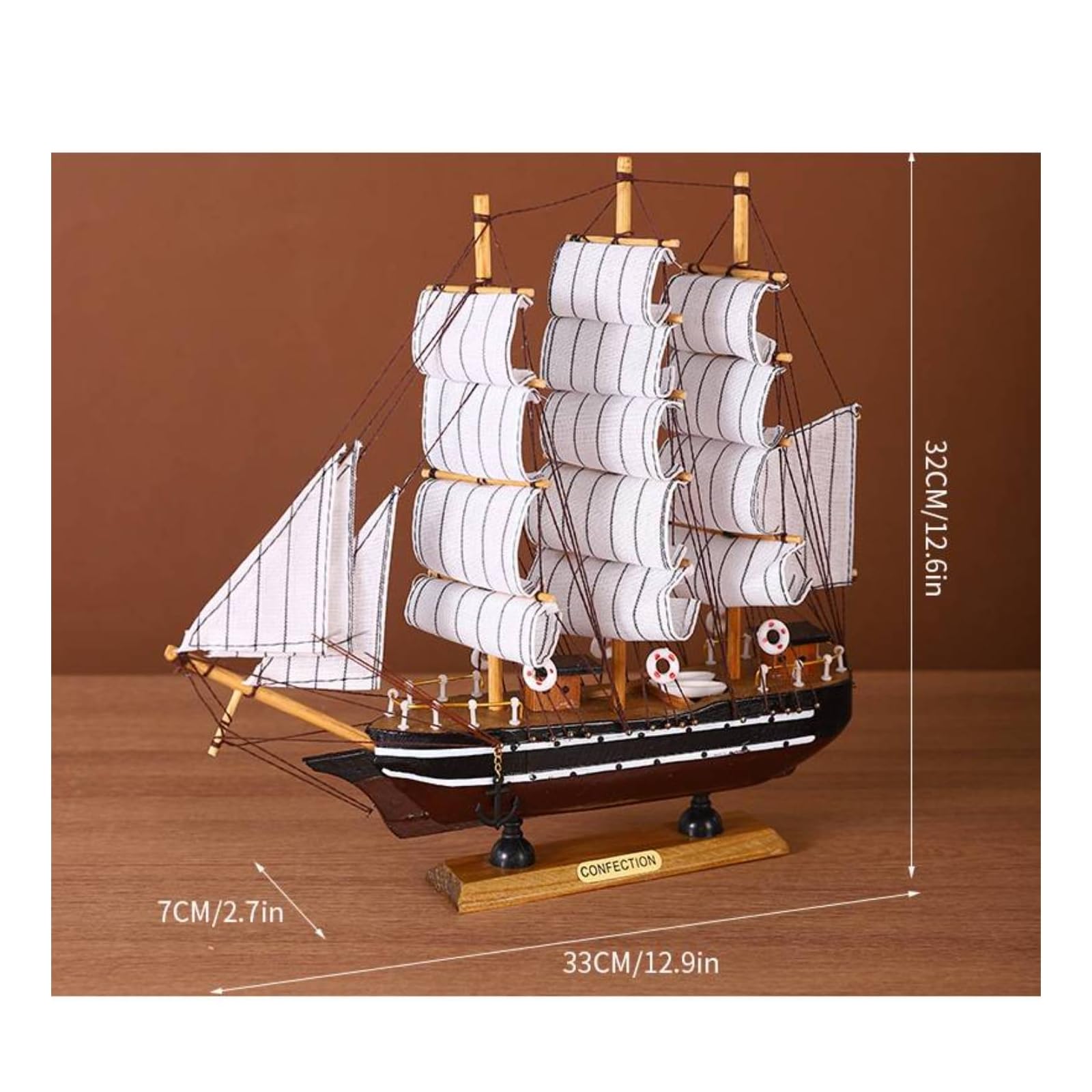 Modello di Nave in Legno Rustico, Stile B