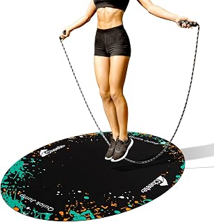 CHEETE Jump Rope Mat: Large 48x36 Non-Slip Rubber Exercise Mat with Jersey Wear Layer for Durable Home Gym Flooring Protection