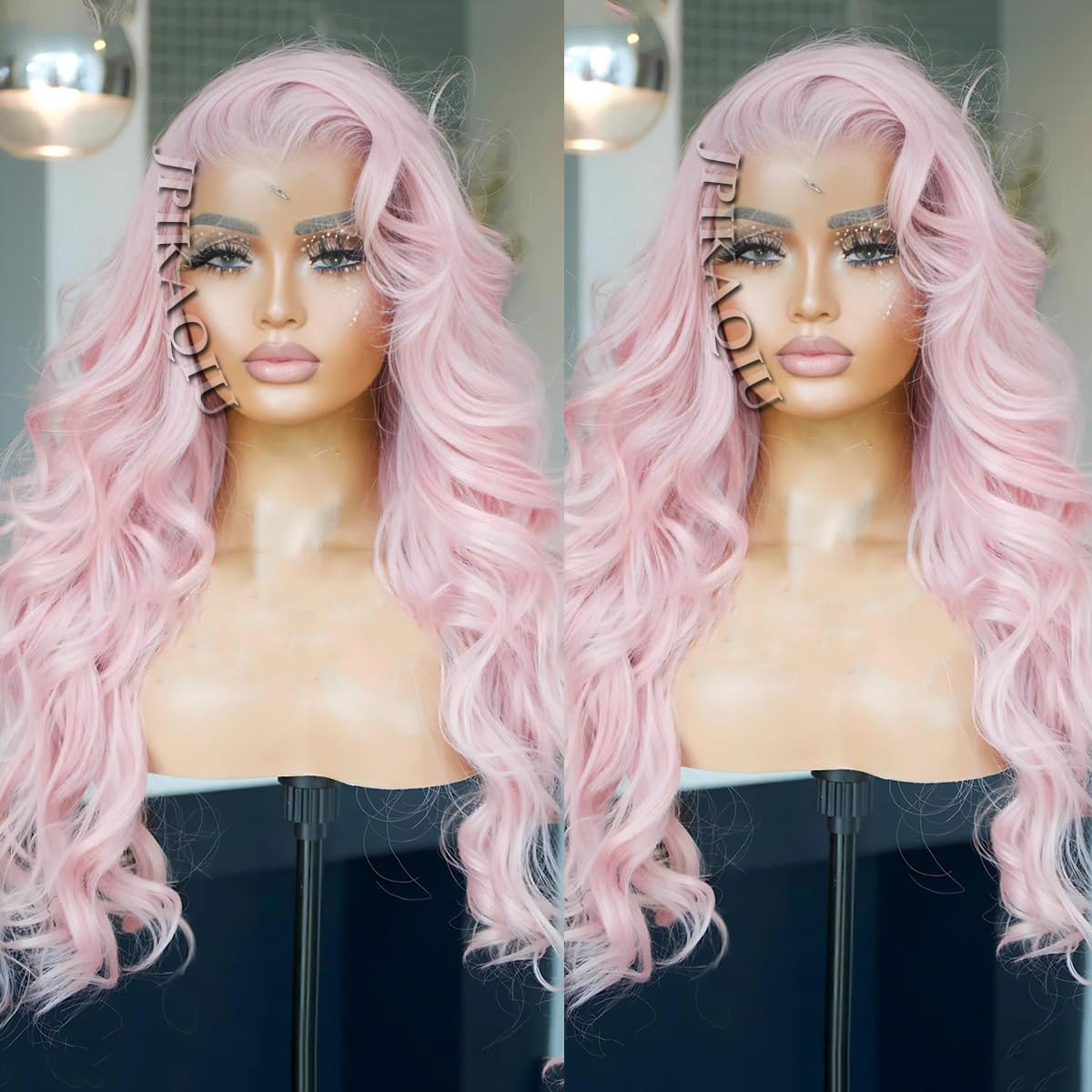 Amazon.com : JPIKAQIU 24 Inch Ice Pink Hair Synthetic Lace 