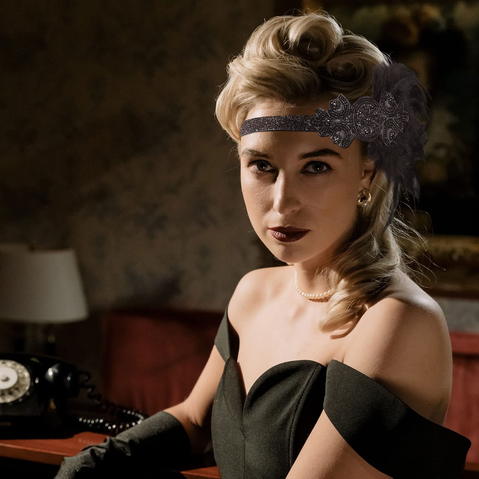Fascia Anni '20 Con Piume E Cristalli, Cerchietto Flapper Vintage Per Donna, Accessorio Gatsby Per Feste A Tema