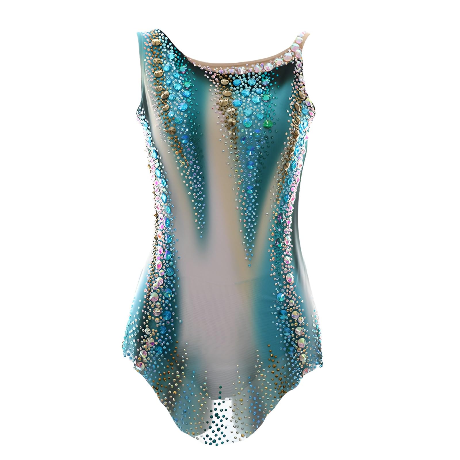 Trykot Do Gimnastyki Artystycznej Bez Rękawów, Błyszczące Dżetów, Profesjonalny Strój Treningowy Dla Kobiet
