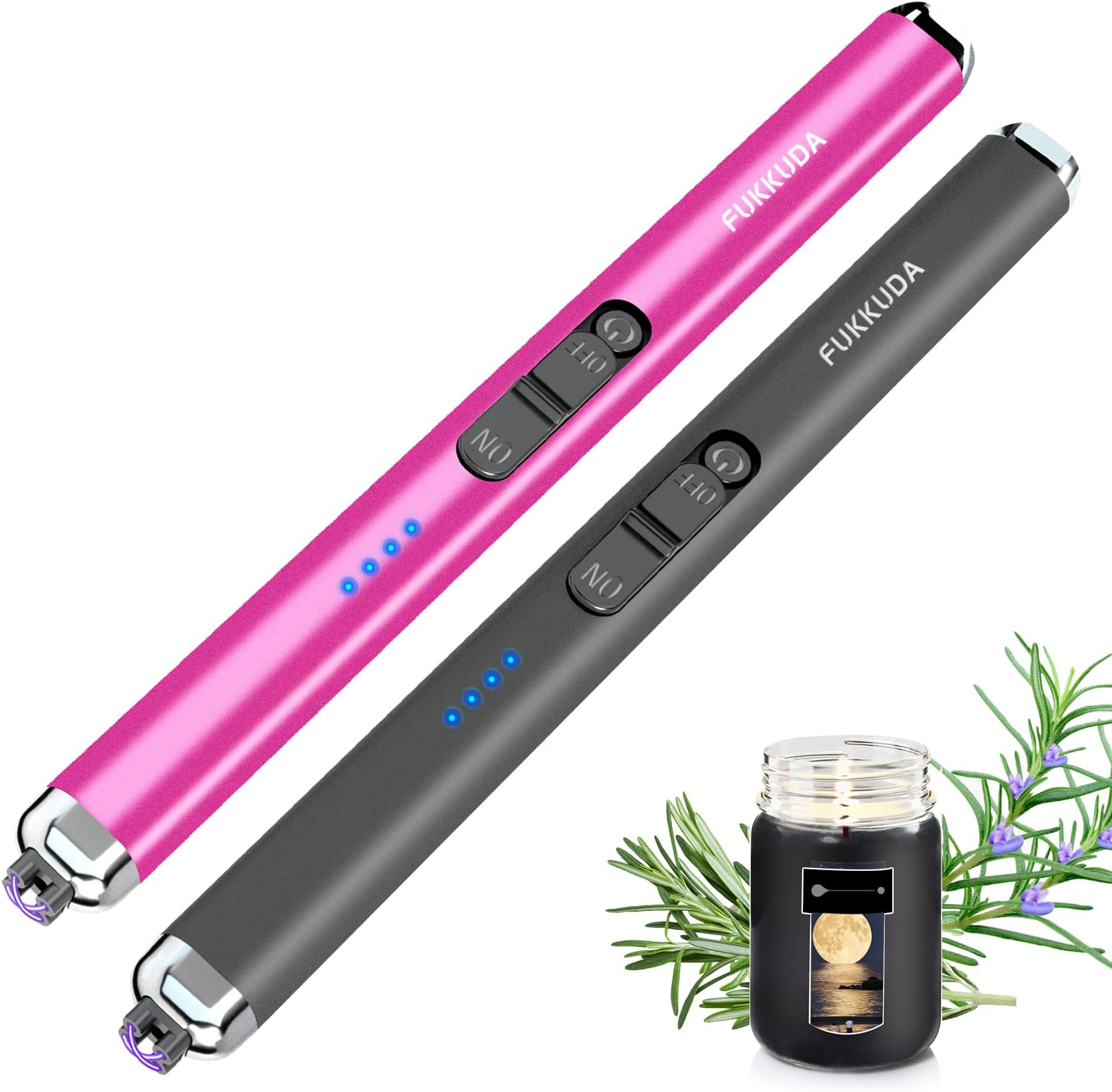 Dual Arc Electric Candle Lighter Rechargeable USB Lighter Plasma Arc Lighters for Candle (Space Gray & Violet)