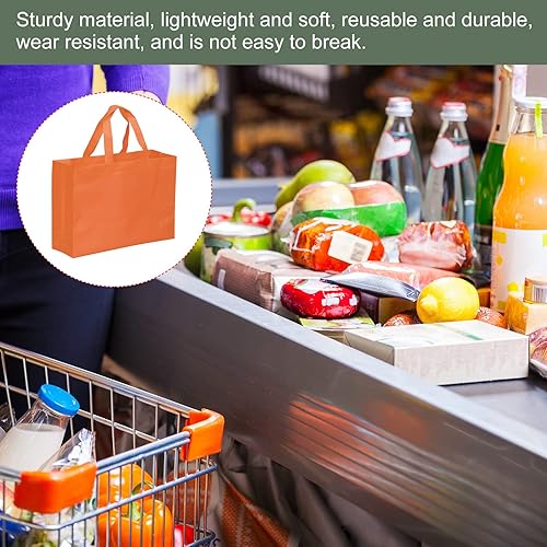 Miniatura 4 de YOKIVE Paquete de 10 bolsas de regalo reutilizables, bolsas de mano no tejidas en blanco, ideales para manualidades, comestibles (naranja, 9.8x13.8