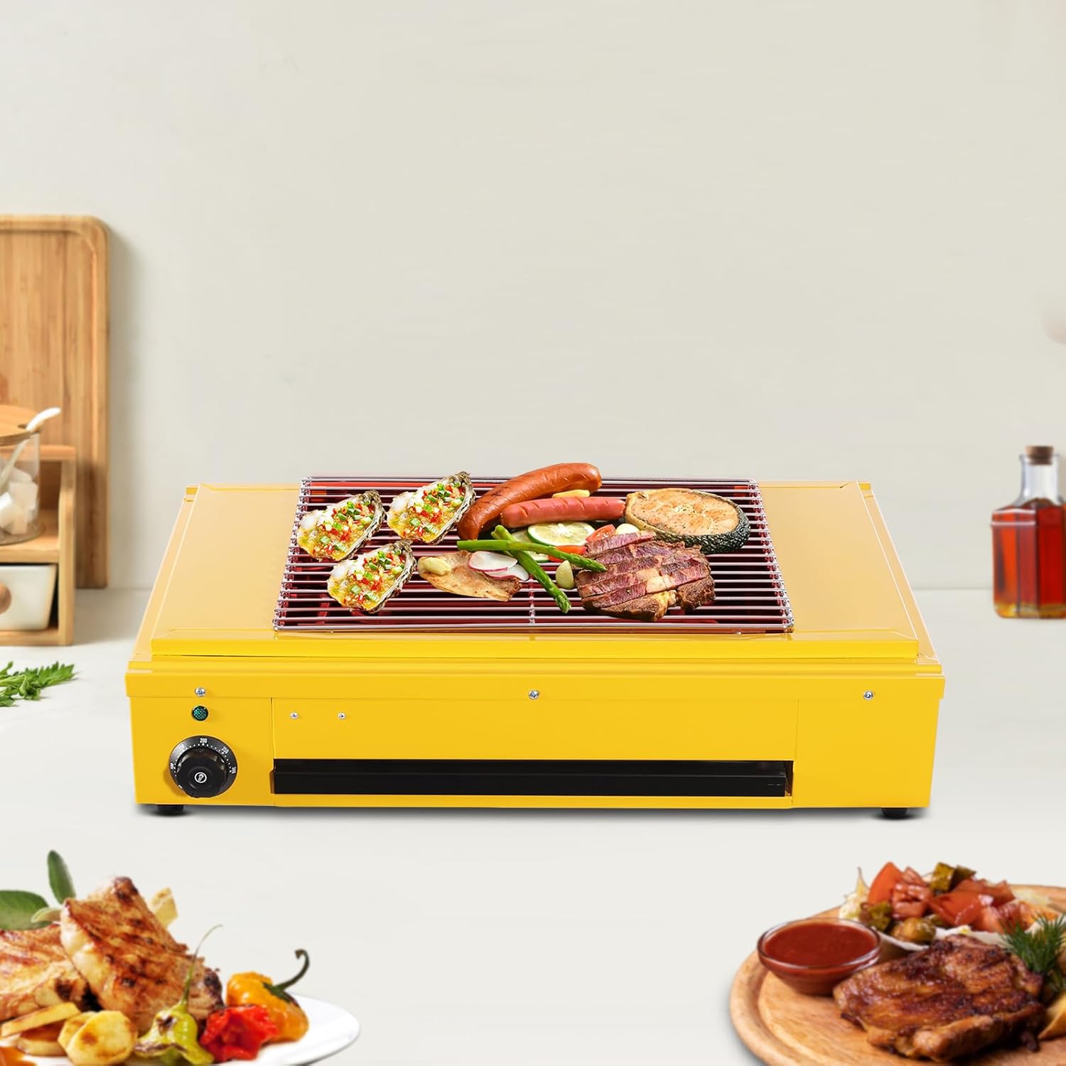 Single Head Temperature Controlled Electric Grill, Spray Painted Grill, Electric Smoke-Free Barbecue Grill, Portable Outdoor Barbecue Grill, Household And Commercial Electric Skewer Grill