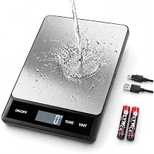 33LB/15KG Digital Kitchen Scale, USB Rechargeable Stainless Steel
