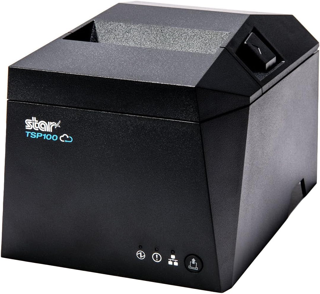 TSP143IVUE USB/Ethernet (LAN) Thermal Receipt Printer with Android Open Accessory (AOA), CloudPRNT, Cutter, and Internal Power Supply - Gray