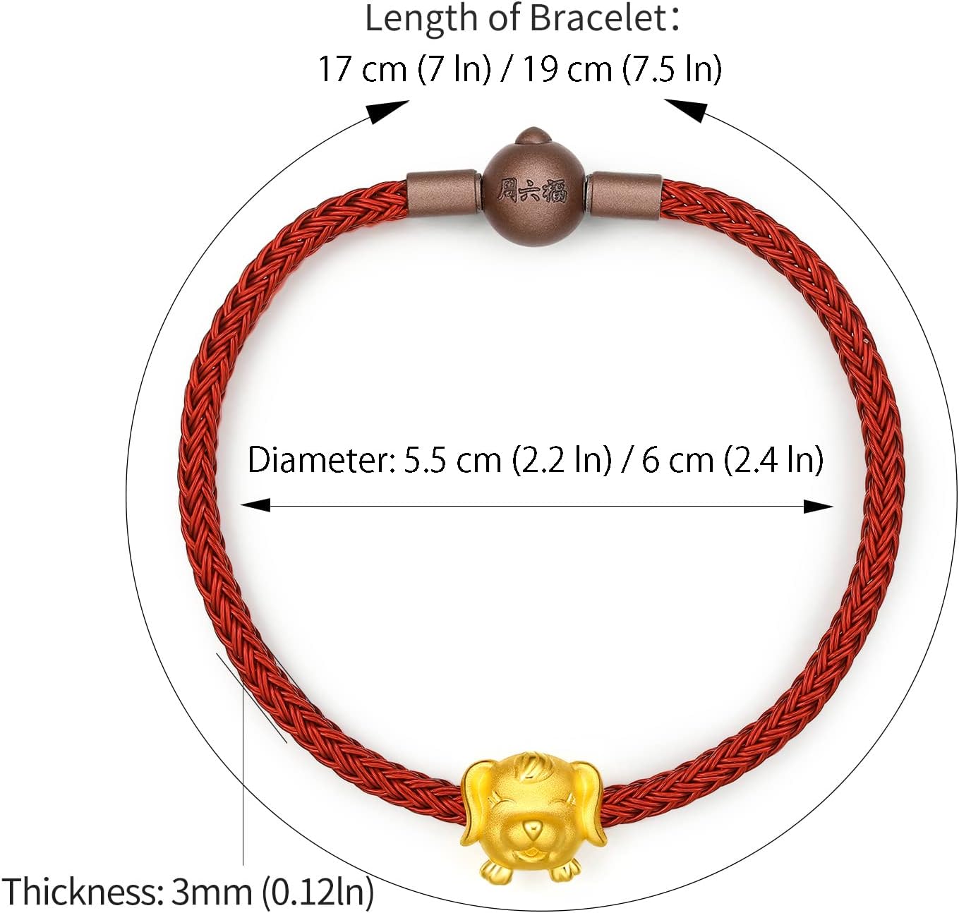 24K Gold Charm Bracelet Chinese Zodiac Bracelets Stackable Lucky Animal Beads Adjustable Dainty Fortune Jewelry Dragon Snake Piggy Real Gold Gifts for Women 6.7"-7.5"