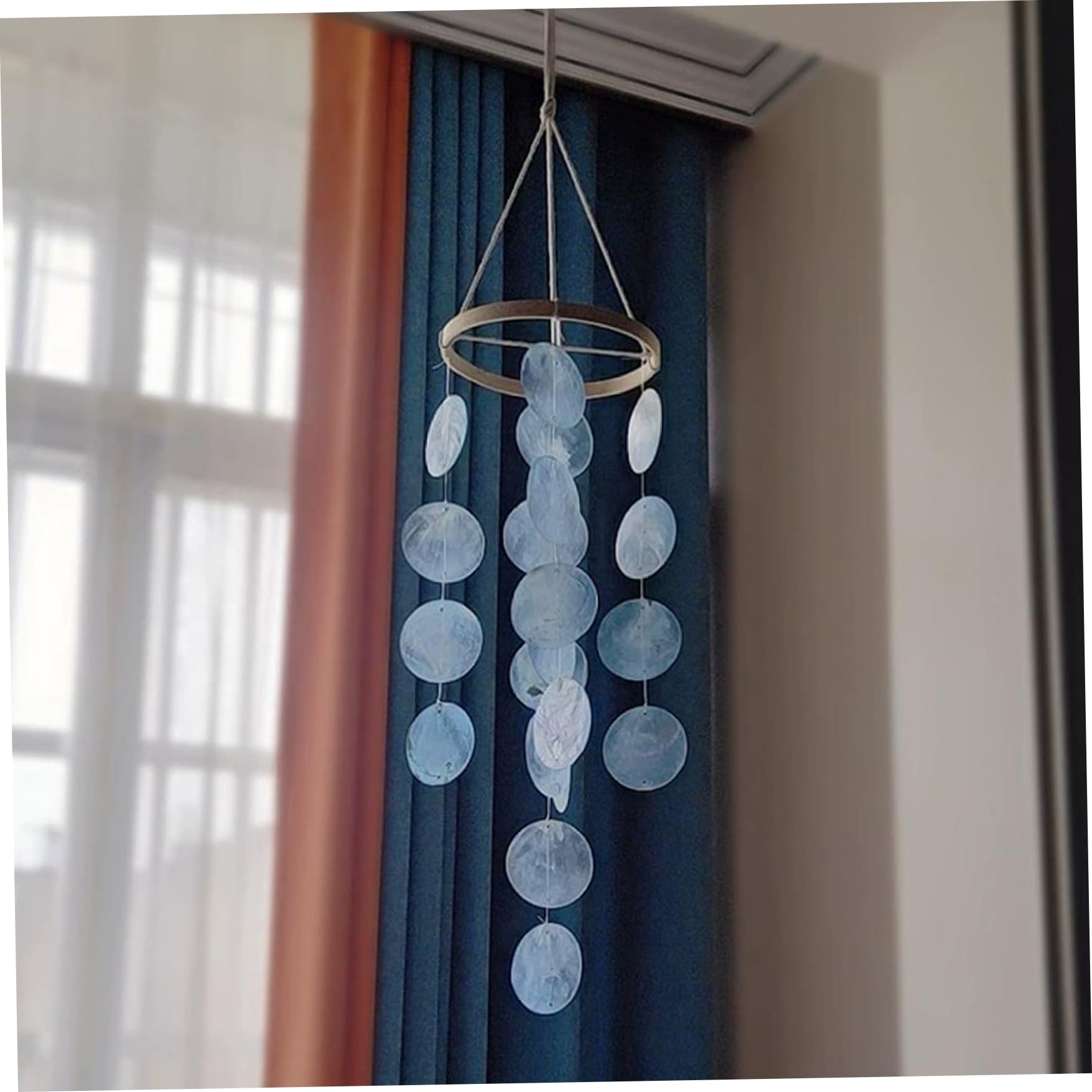 Outdoor Wind Chimes Wind Chime for Outside, 29 Inch Coastal Seashell Chime with Clear Sounds, Easy Hanging Nautical Windchime for Porch, Patio Blue