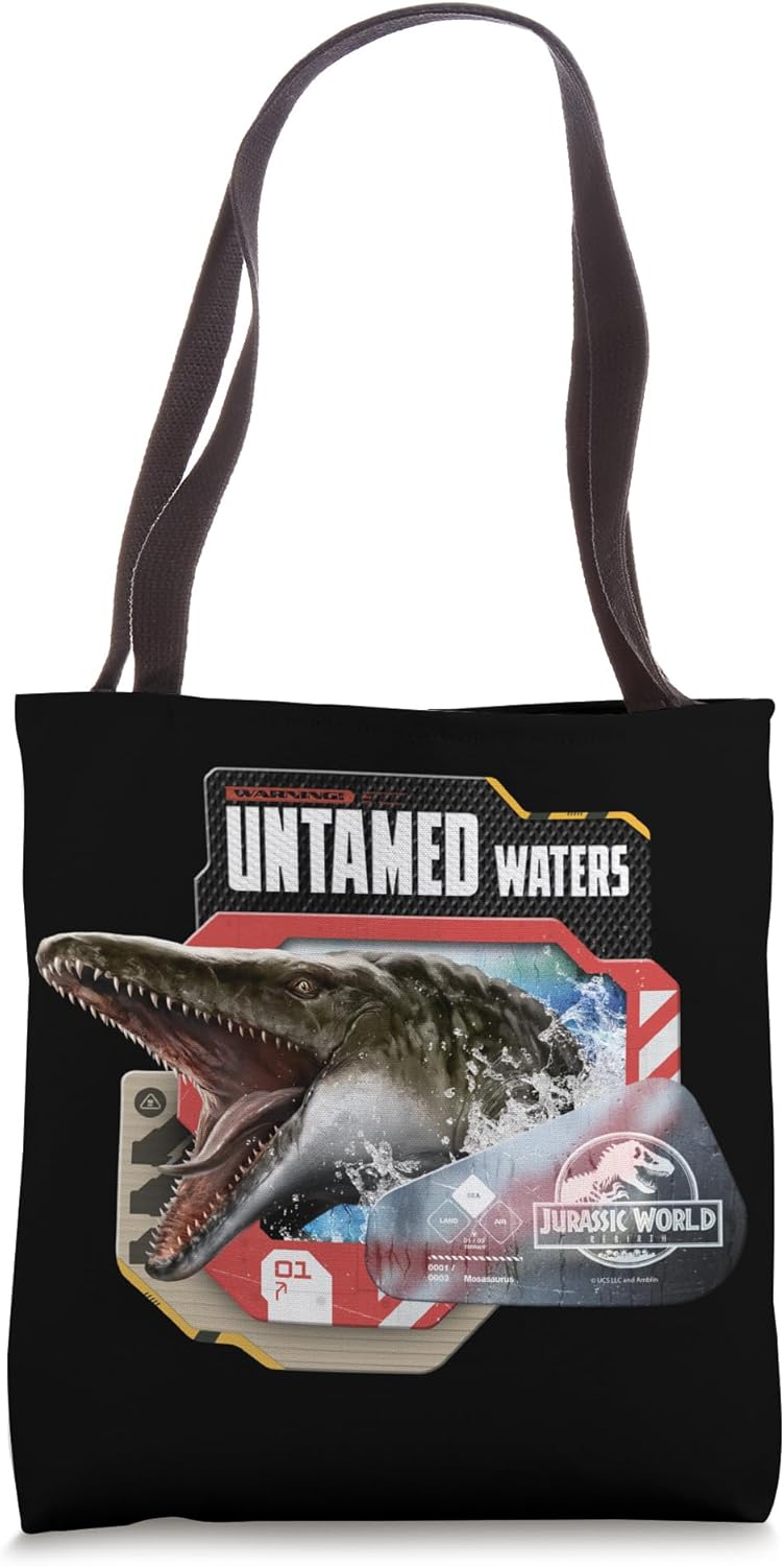 Jurassic World Rebirth Warning Untamed Waters Mosasaurus Tote Bag