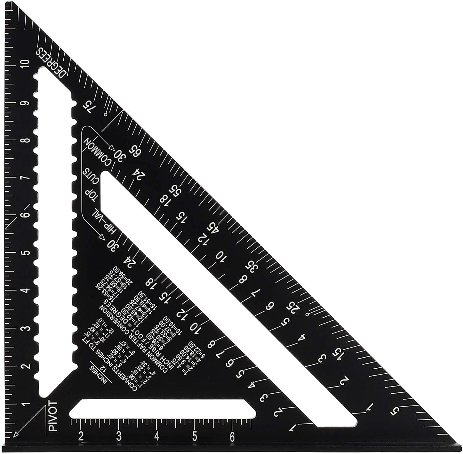 Tazweeq12 Inch Imperial Triangle Ruler,High Precision Aluminum Alloy Triangle Ruler,Layout Measuring Tool for Engineer Carpenter for Woodworking and Carpentry