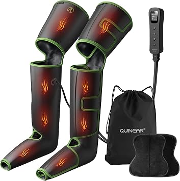 QUINEAR Leg Massager for Circulation and Pain Relief, Foot and Leg Compression Massager with Heat 2 Extender 3Heat 3Mode 3Intensity Calf Massager for Cramps Edema Swelling, FSA-HSA Eligible