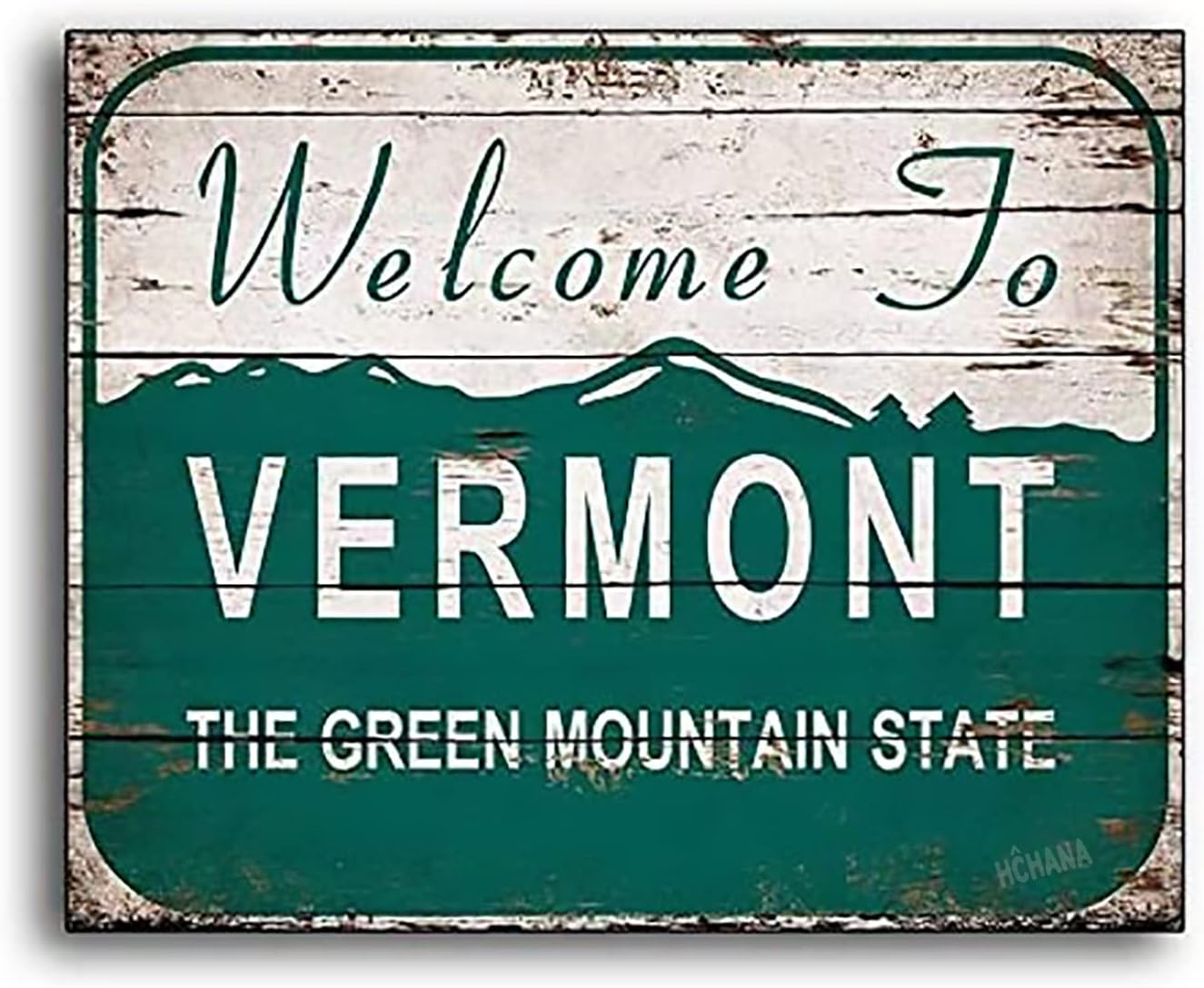 Iliogine Home Decorative Wood Sign Vermont Welcome Sign Age Wooden Green Mountain State Home Print Printed Decor Wall Store Sign Gift Plaque with Sayings Cabin Decor