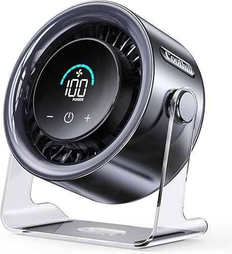 Ventilador de escritorio USB para dormitorio: Ventilador de mesa silencioso con pantalla digital de 100 velocidades con flujo de aire turbo,