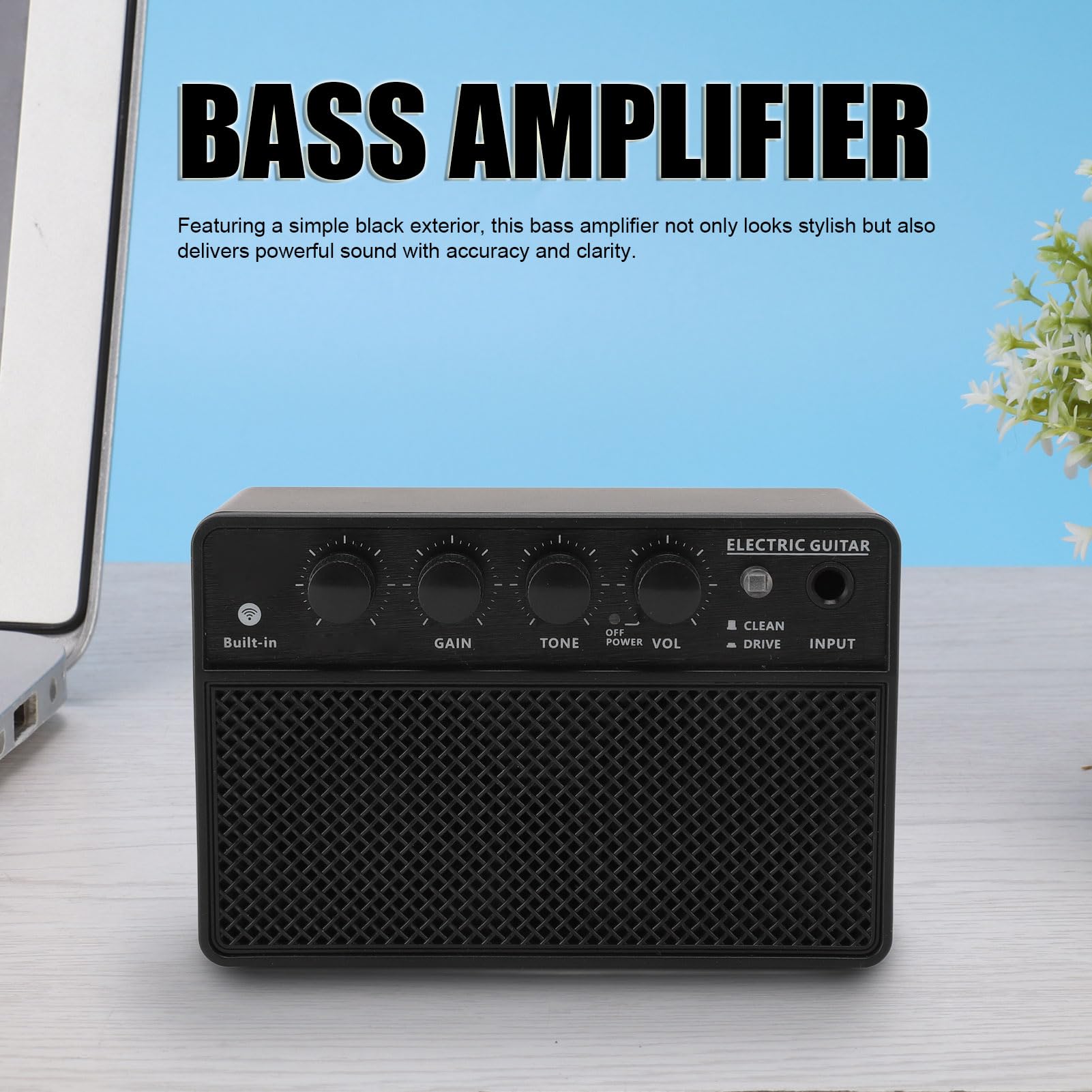 SPYMINNPOO 10W Bass Amplifier with 3.7V Rechargeable Battery Headset Jack, USB C Interface, 6.35mm Jack, Portable Black MA-10B Mini Compact for Powerful Sound