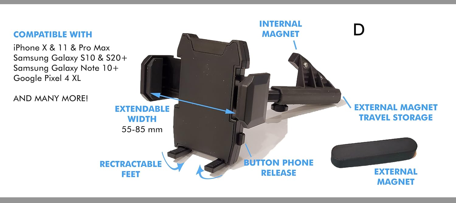 NEOS Magnetic Vehicle Phone Holder (Phone Mount D) Best and Reliable Windshield Universal Car Mount for iPhone, Samsung, Moto, Huawei, Nokia, LG, Smartphones, Black