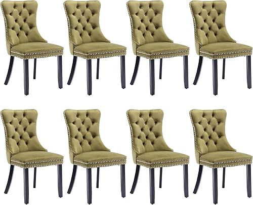 Miniatura 106 de SoarFlash Juego de 6 sillas de comedor de terciopelo, silla lateral de respaldo alto, silla lateral moderna tapizada de alta gama con capitoné y