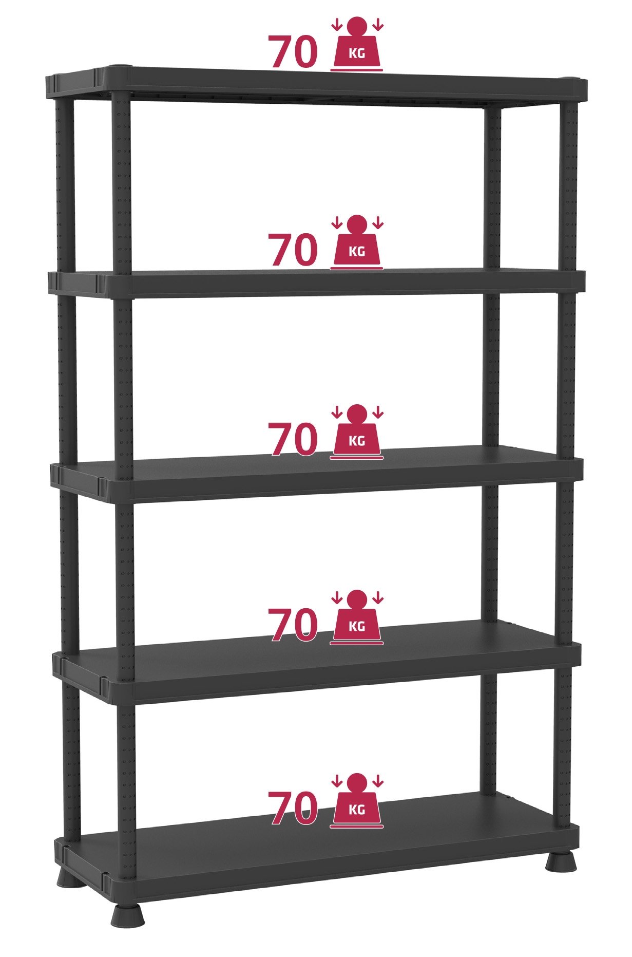 Terry, Scaffale 12045-5c, Scaffale Modulare a 5 Ripiani, da Interno Esterno. Materiale: Plastica, Dimensioni: 120x45x187,5 cm