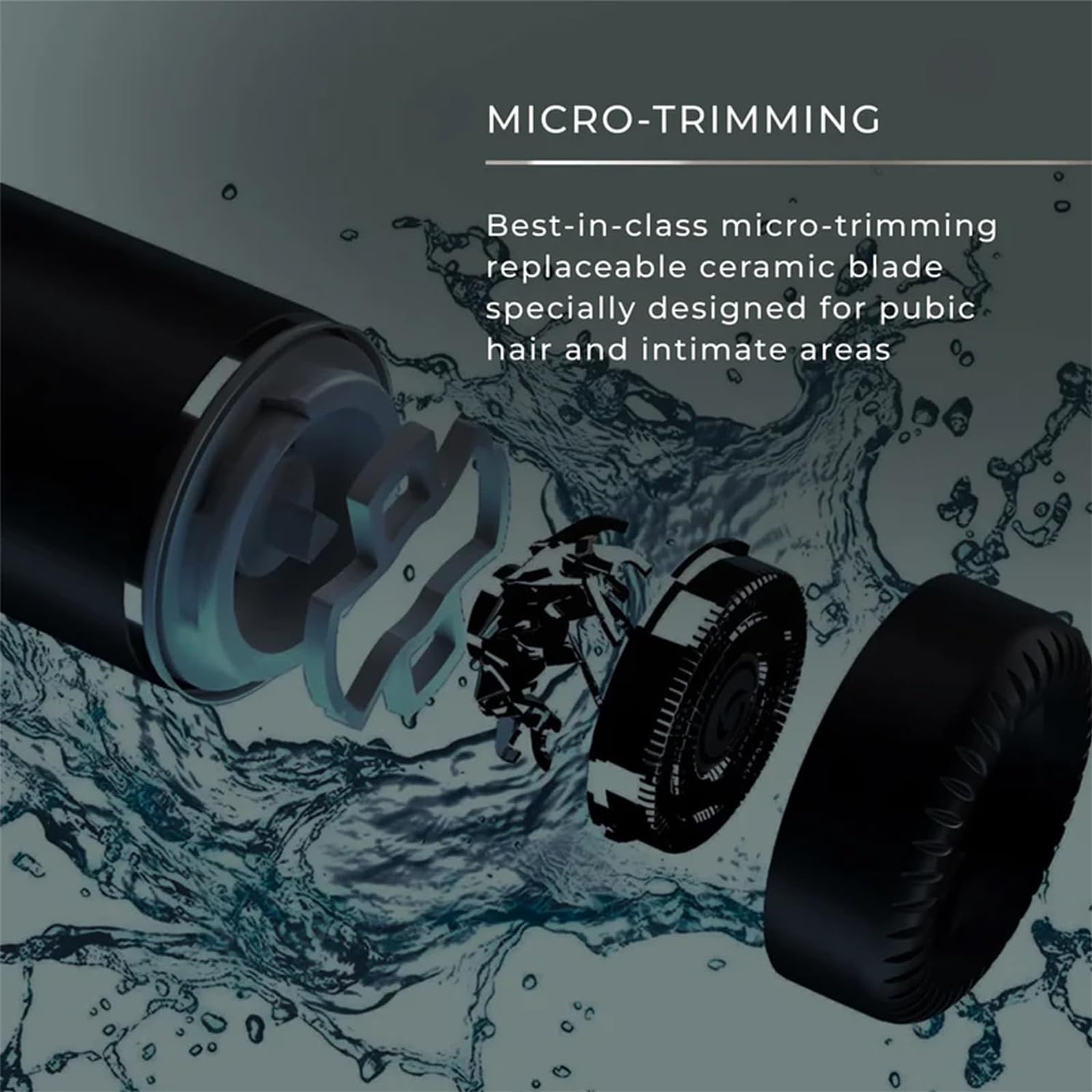 Aweshave Ball Trimmer, Aweshave 2.0 Premium Body Trimmer, Rasoio elettrico impermeabile per uomo con lama in ceramica sostituibile (Black+1 Head)