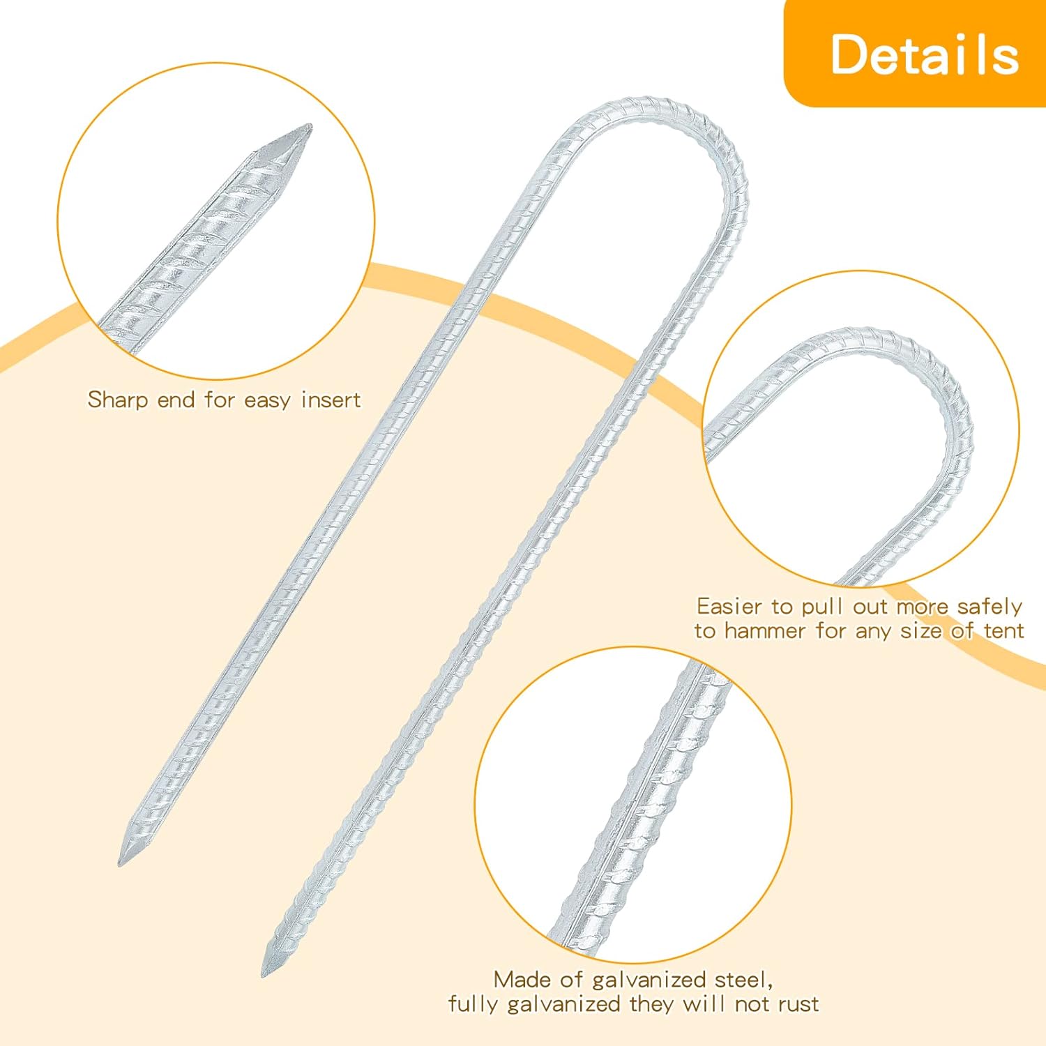 WiMas Heavy Duty Tent Pegs, UGround Spike Trampoline Ground Anchor