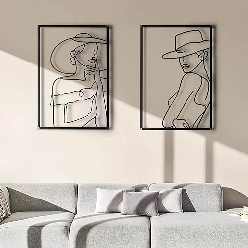 Cyitimo 2 paquetes de decoración de pared de metal arte de pared minimalista grande de 177 pulgadas arte de pared moderno abstracto femenino para